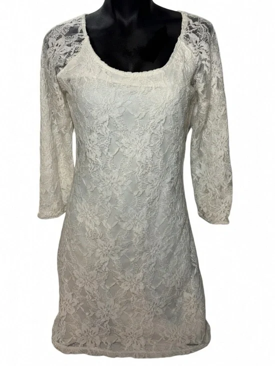 Abercrombie & Fitch Cream Lace Long-Sleeve Scoop Dress - Picture 2 of 6